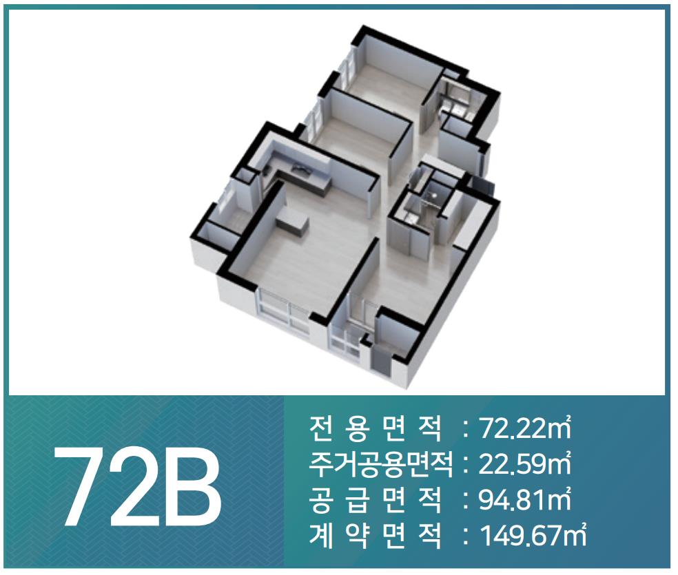 72B 타입 입체도 및 면적 안내