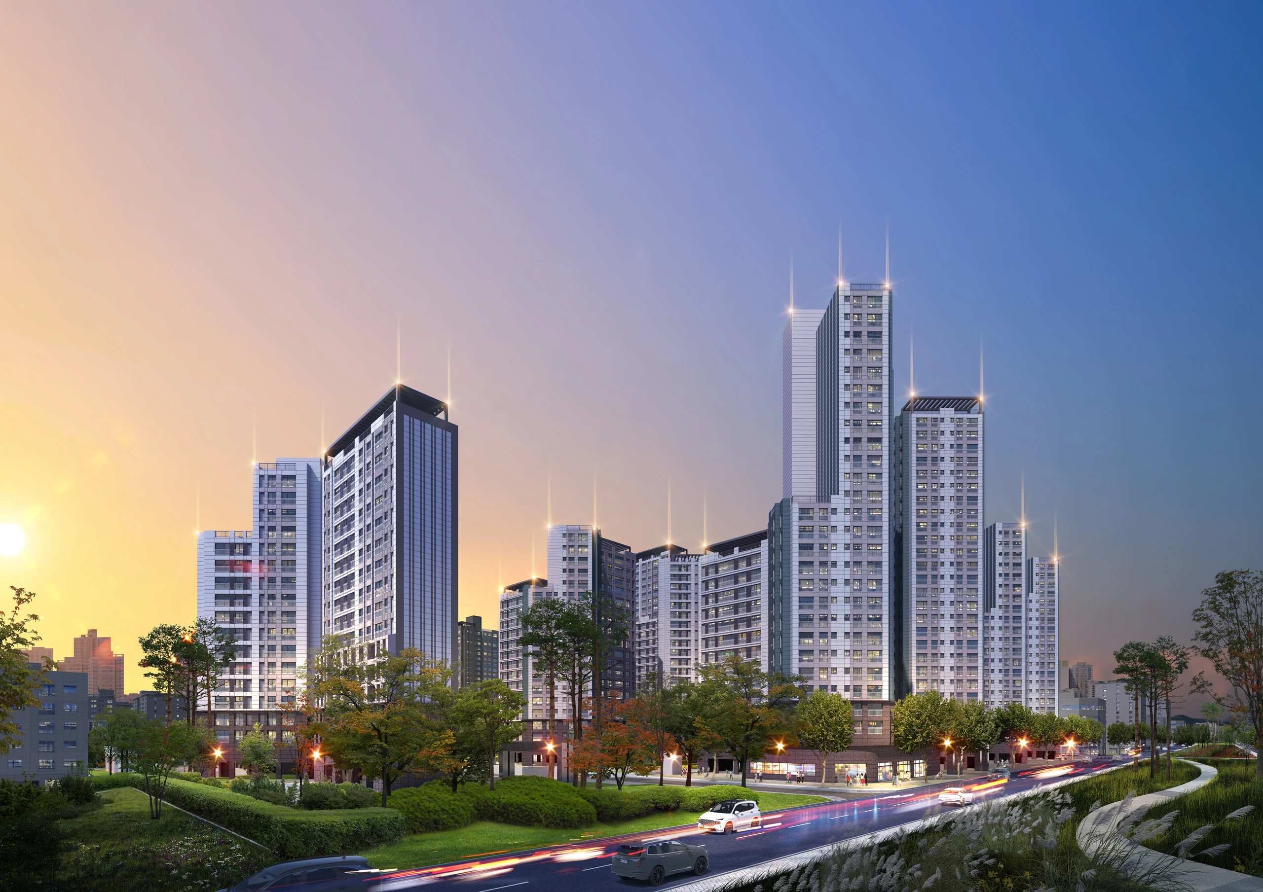 두산위브 가좌역 파크뷰 야경 투시도